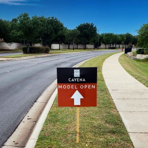 Open model sign on a street